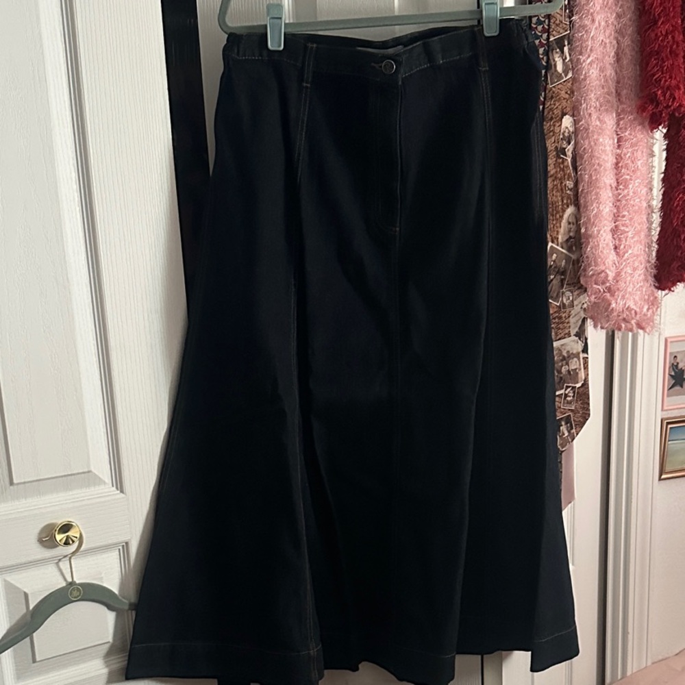 Roaman's Classic Denim Midi Skirt